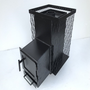 Sauna stove, mesh for stones 3 sides 14-18 m / cu., With heat exchanger